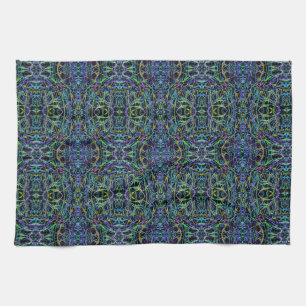 Trippy Blue Green Quilt Geometric Küchentuch