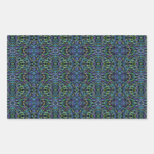 Trippy Blue Green Quilt Geometric Rechteckiger Aufkleber