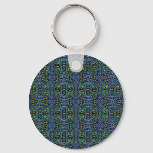 Trippy Blue Green Quilt Geometric Schlüsselanhänger
