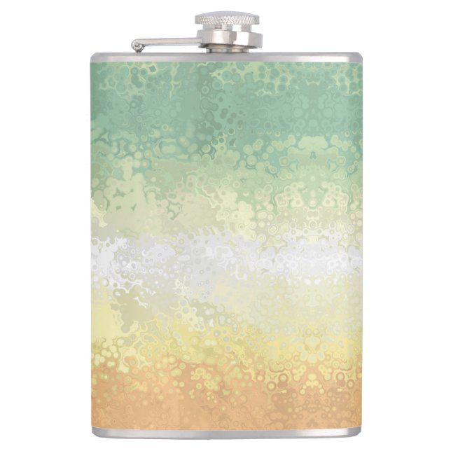 Trippy Boho Groovy Abstrakt Genderflor Pride Flag Flachmann (Vorderseite)