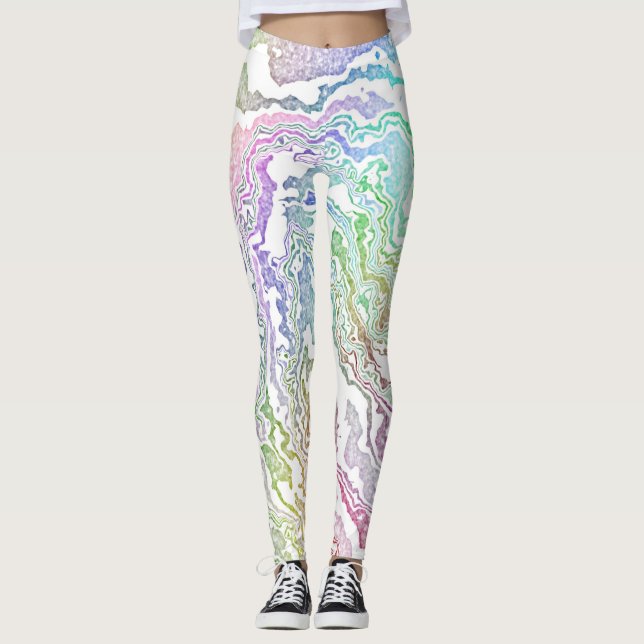 Trippy Boho Marble Abstrakt Leggings (Vorderseite)