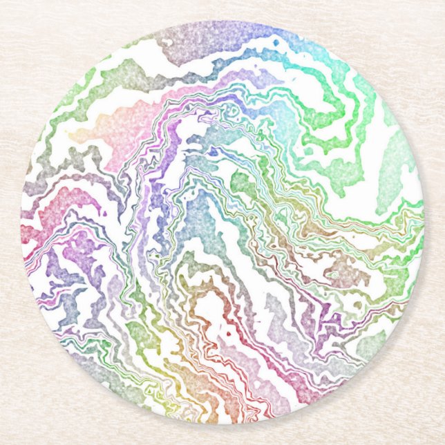 Trippy Boho Marble Abstrakt Runder Pappuntersetzer (Vorderseite)