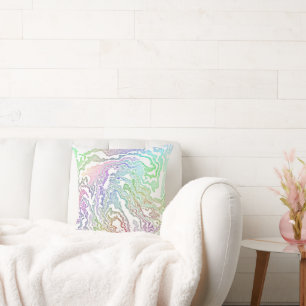 Trippy Boho Marmorierte Bunte Regenbogen-Abstrakt Kissen