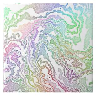 Trippy Boho Marmorierte Bunte Regenbogen-Abstrakti Fliese