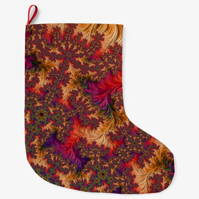 Trippy-Bright-Dazzing-Verzweigung Abstraktes Frakt Großer Weihnachtsstrumpf (Vorderseite)