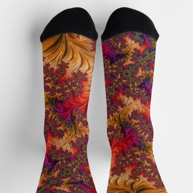 Trippy-Bright-Dazzing-Verzweigung Abstraktes Frakt Socken (Oben)