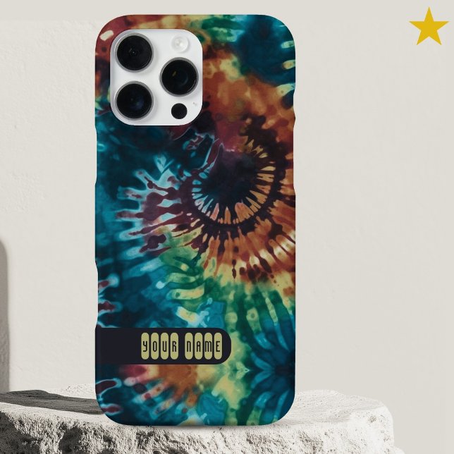 Trippy Buntes Tie Dye Maßgeschneiderter Name Retro iPhone Hülle (Von Creator hochgeladen)