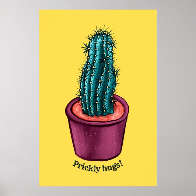 Trippy Cactus Pot Funny Psychedelic Prickly Hugs Poster (Vorne)