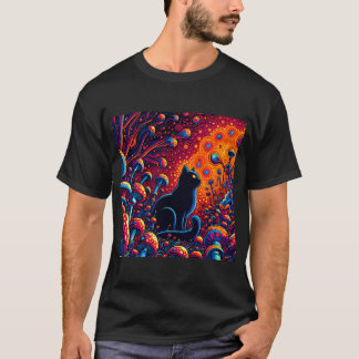 Trippy Cat Abstrakt Psychedelic Art T-Shirt