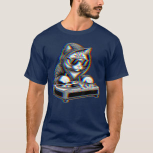 Trippy Cat Dj Rave Festival Optische Illusion EDM T-Shirt