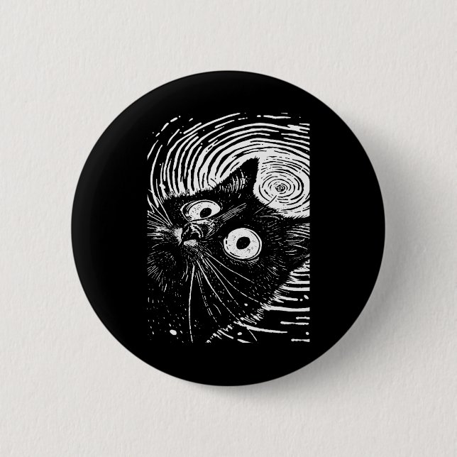 Trippy Cat Pastel Goth Gothic Grunge Alt Punk Weir Button (Vorderseite)