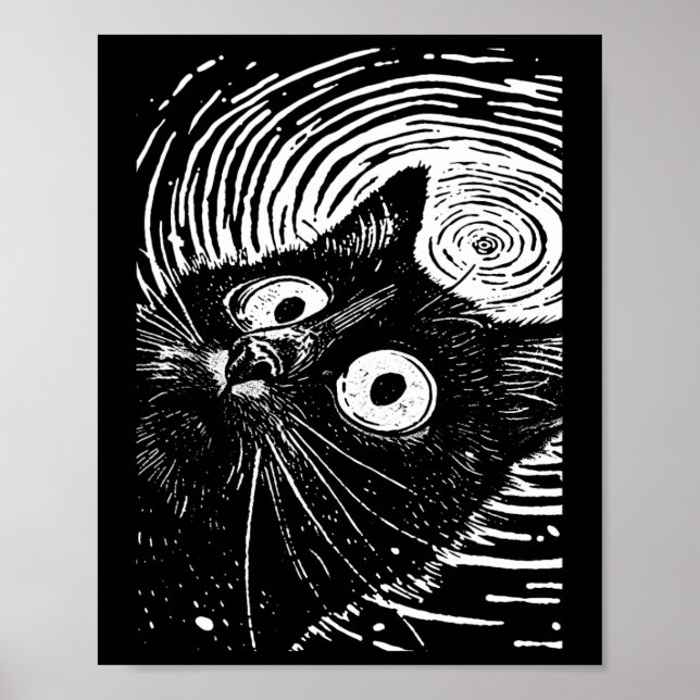 Trippy Cat Pastel Goth Gothic Grunge Alt Punk Weir Poster (Vorne)