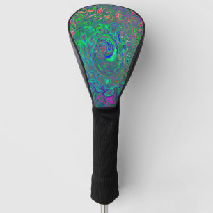 Trippy Chartreuse und Blau Retro Flüssigkeit Wirbe Golf Headcover