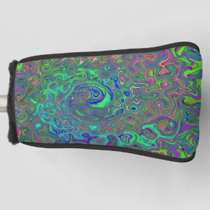 Trippy Chartreuse und Blau Retro Flüssigkeit Wirbe Golf Headcover