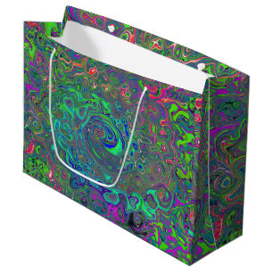 Trippy Chartreuse und Blau Retro Flüssigkeit Wirbe Große Geschenktüte