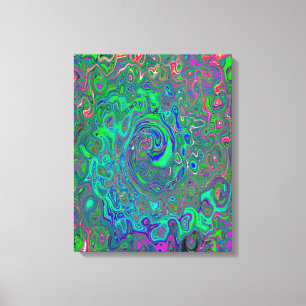 Trippy Chartreuse und Blau Retro Flüssigkeit Wirbe Leinwanddruck