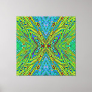 Trippy Chartreuse und Blaue Abstrakte Schmetterlin Leinwanddruck
