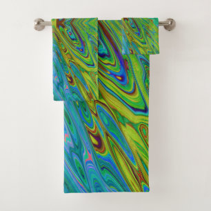 Trippy Chartreuse und Blue Abstrakt Butterfly Badhandtuch Set
