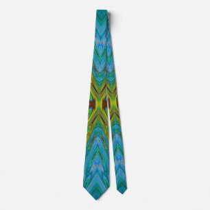 Trippy Chartreuse und Blue Abstrakt Butterfly Krawatte