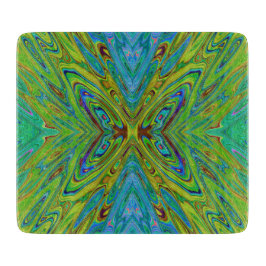 Trippy Chartreuse und Blue Abstrakt Butterfly Schneidebrett