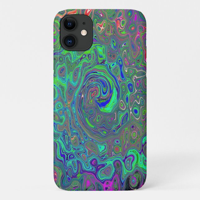 Trippy Chartreuse und Blue Retro Liquid Swirl Case-Mate iPhone Hülle (Rückseite)