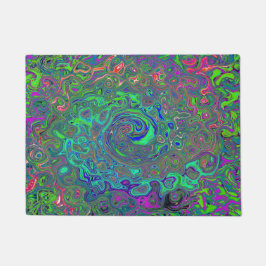 Trippy Chartreuse und Blue Retro Liquid Swirl Fußmatte