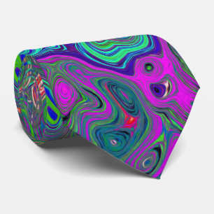 Trippy Chartreuse und Blue Retro Liquid Swirl Krawatte