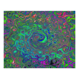 Trippy Chartreuse und Blue Retro Liquid Swirl Poster