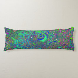 Trippy Chartreuse und Blue Retro Liquid Swirl Seitenschläferkissen
