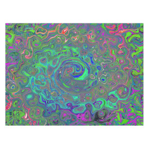 Trippy Chartreuse und Blue Retro Liquid Swirl Tischdecke