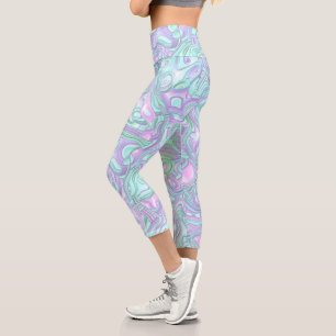 Trippy-Color-3D-Wirbel Capri Leggings