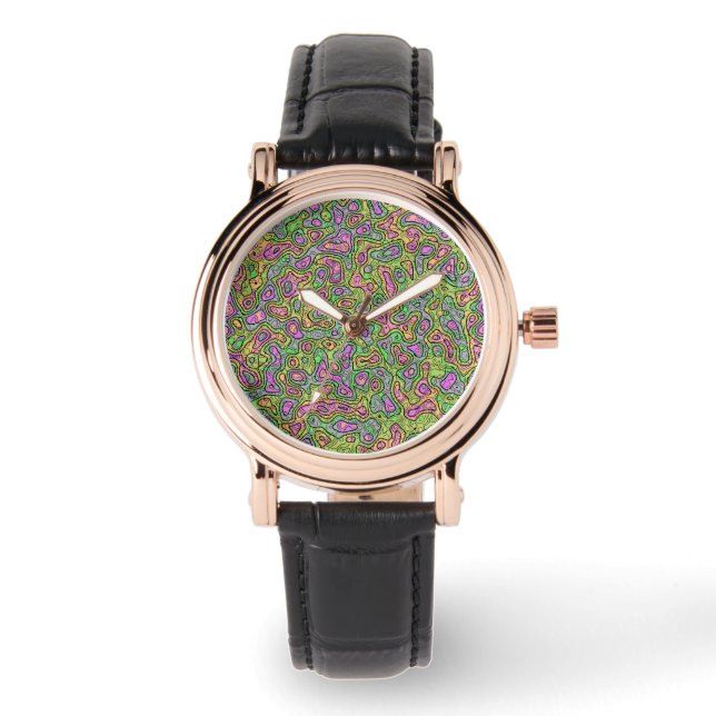 Trippy Colorful Bloc Armbanduhr (Vorderseite)