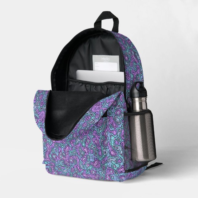 Trippy Colorful Bloc Bedruckter Rucksack (Rückseitige Ecke links (Offen) )