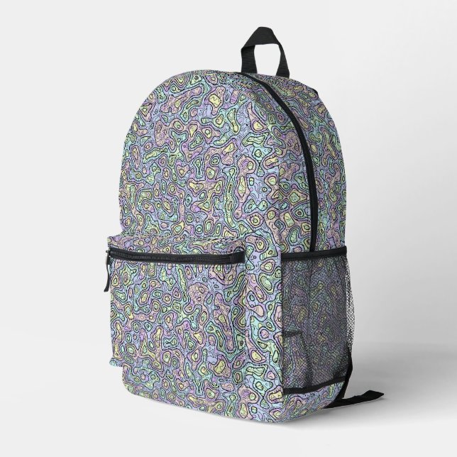 Trippy Colorful Bloc Bedruckter Rucksack (Rückseitige Ecke Rechts)