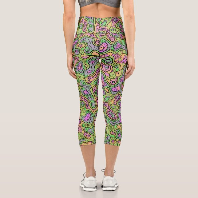 Trippy Colorful Bloc Capri Leggings (Rückseite)