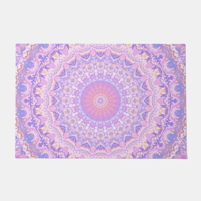 Trippy Colorful Intricate Boho Hippie Mandala Fußmatte (Vorderseite)