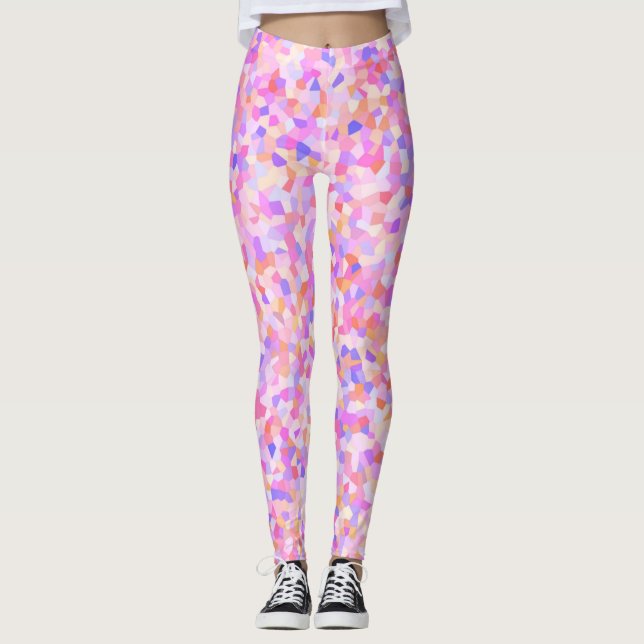 Trippy Colorful Maximalist Boho Sprinkle Mosaik Leggings (Vorderseite)