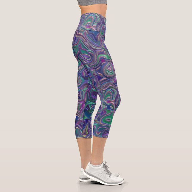 Trippy Colority 3D-Wirbel Capri Leggings (Rechts)