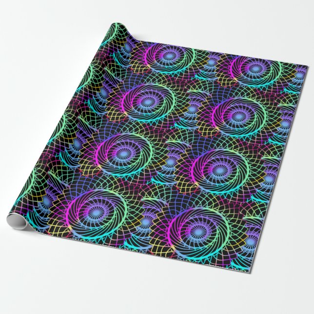 Trippy Crazy Colorful Circle Mind Mandala Geschenkpapier (Ungerollt)