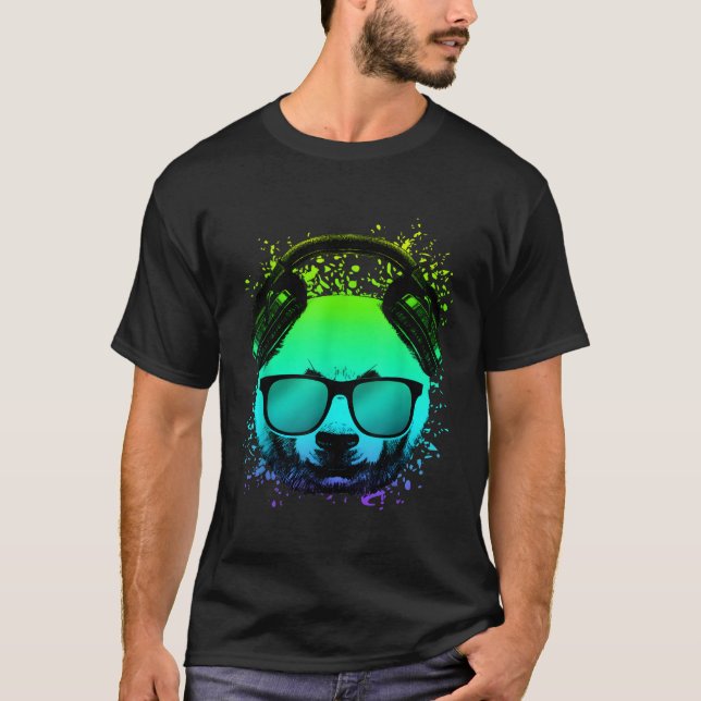 Trippy Dj Bear Ravers Techno House Psychedelic Pan T-Shirt (Vorderseite)