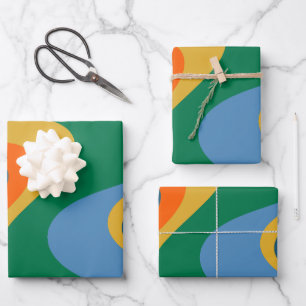 Trippy Dream Retro Abstractes Mehrfarbenmuster Geschenkpapier Set