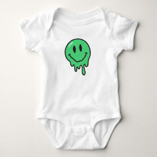 Trippy Dripping Grüne Schmelzende Smiley-Gesicht-Ä Baby Strampler