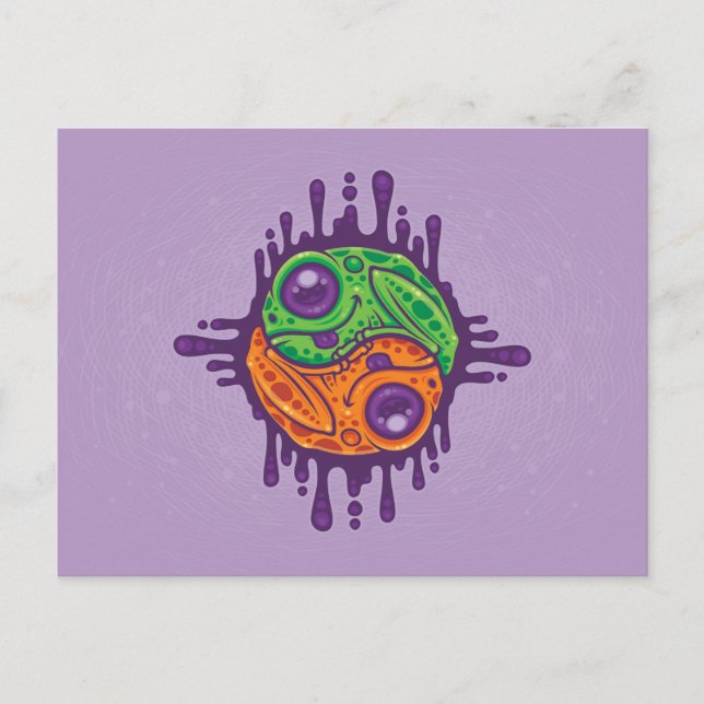 Trippy Drippy Frog Yin Yang Postkarte (Vorderseite)