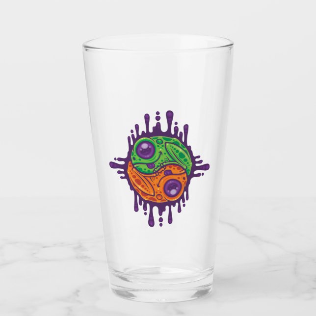 Trippy Drippy Frosch Yin Yang Glas (Vorderseite)