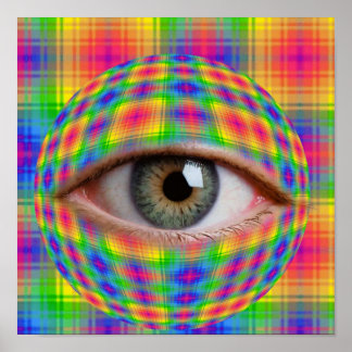 Trippy-Eugapfelkunst | Surrealer Regenbogen-Karopu Poster