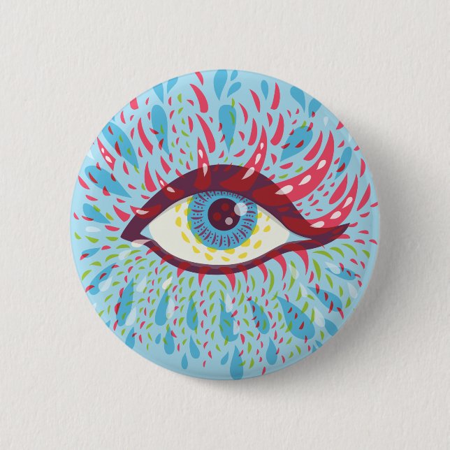 Trippy Eye Psychedelic Art Button (Vorderseite)