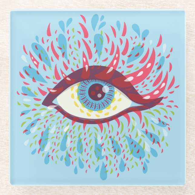 Trippy Eye Psychedelic Art Glasuntersetzer (Vorderseite)