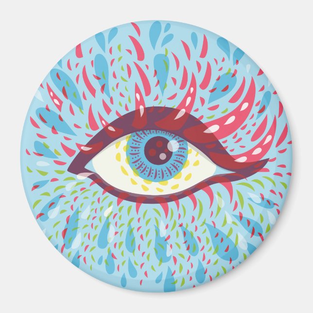 Trippy Eye Psychedelic Art Magnet (Vorne)