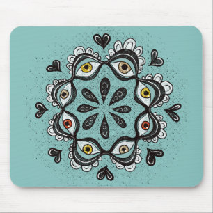 Trippy Eyes mit Hearts Boho Gothic Weirdcore Art Mousepad