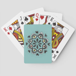 Trippy Eyes mit Hearts Boho Gothic Weirdcore Art Spielkarten
